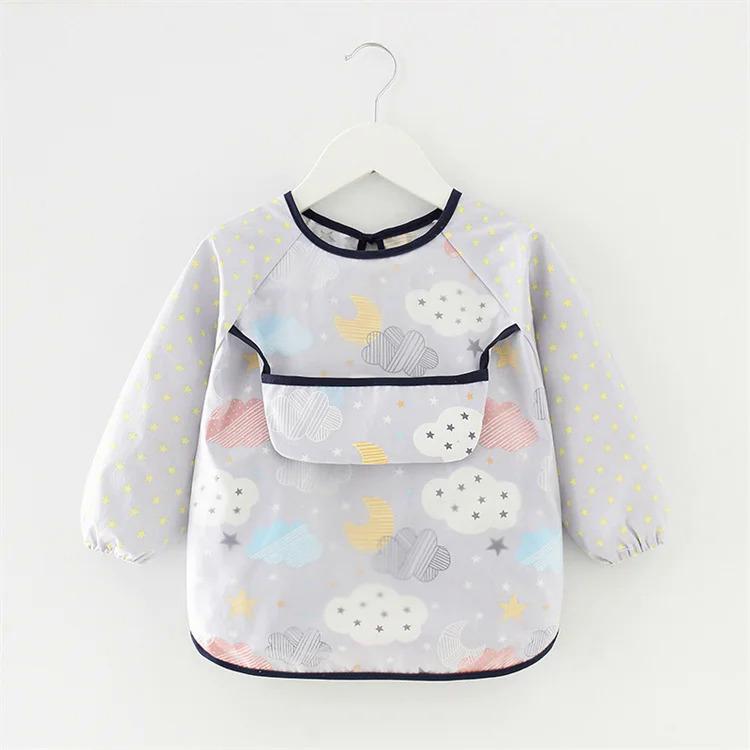 Product Introduction of Newborn Baby Bibs Blouse Waterproof Long-sleeved Reverse Dressing Infant Eating Clothes Apron Bib Protective Clothing 0-2Years 8