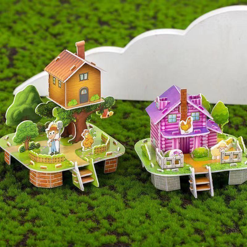 Product Introduction of Paper Block 3d  Puzzle Model House Paper Puzzle Baby Parent-Child Toys Kindergarten Prizes Gift Educational Toys Boys and Girls Primary School Students 6