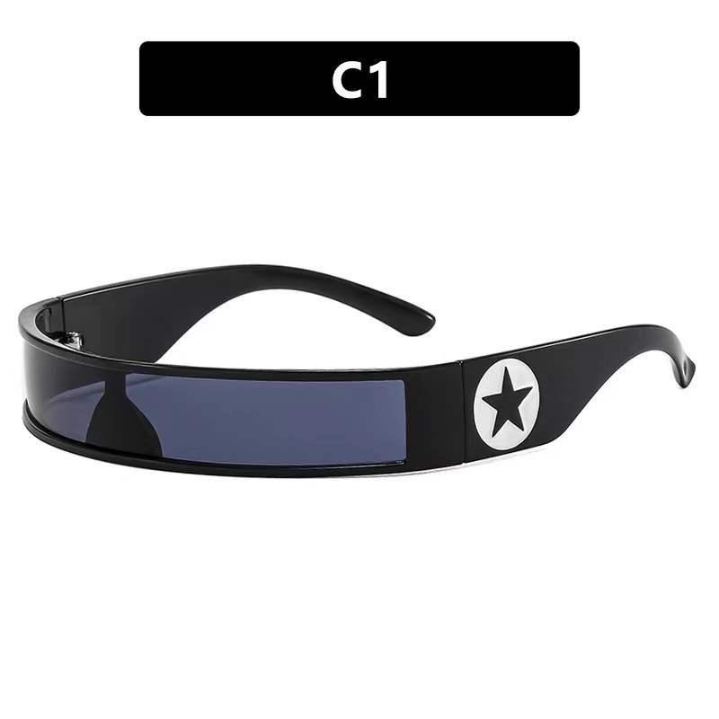 Product Introduction of Millennial Hot Girl Future Tech Sense Rectangular One-piece Narrow Frame Sunglasses Unisex Trendy Party Cycling Sunglasses 7