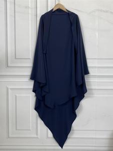 Arabic Clothing-satin Solid Instant Hijab without Dress, Trendy Minimalist Plain Color Khimar, Stylish Soft Comfort Bounce Muslim Hijab Women Accessories for Daily Use