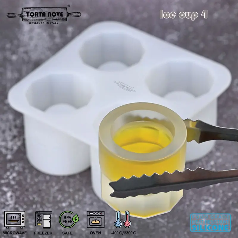 Cetakan es batu bolong tengah silikon bentuk gelas silicone bulat Cetakan coklat cup ice 4 Putih Cream Kitchenware 7