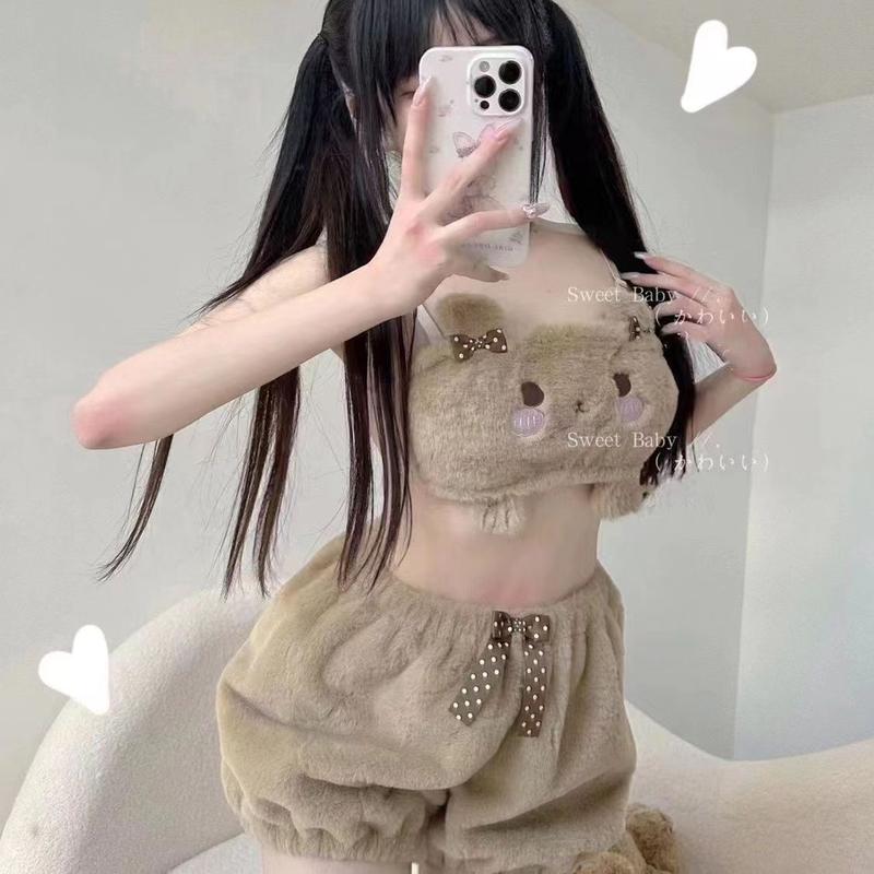 Bộ ngủ sexy cùng với chất liệu bông hình gấu nâu dễ thương 2