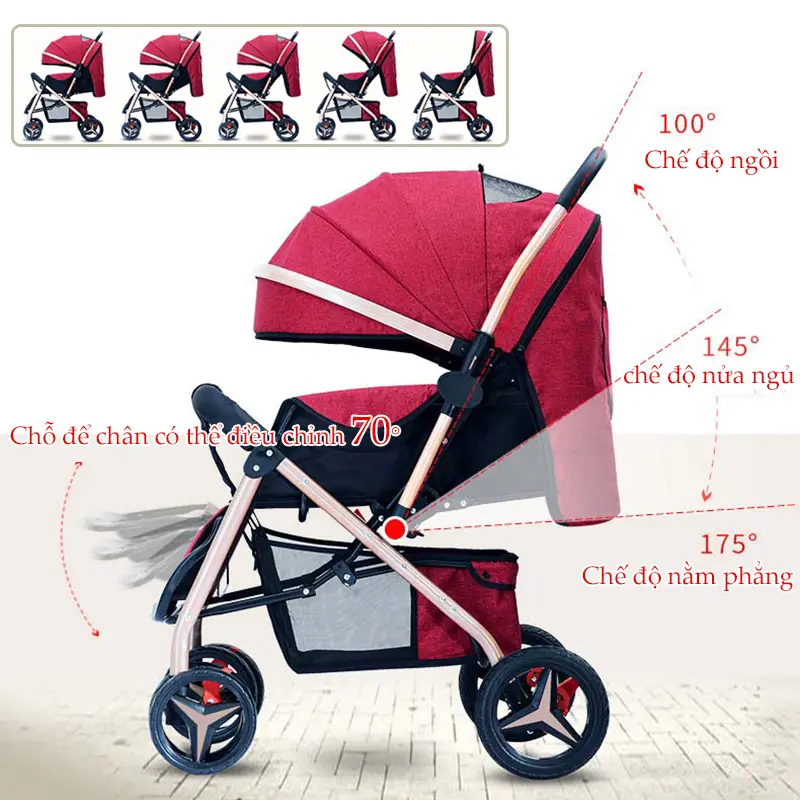 【Còn hàng】beige Xe đẩy cho bé, xe đẩy thế cho bé kèm bàn ăn dặm,gấp gọn, Thích hợp cho mẹ đi mua sắm buổi tối xe đẩy 7