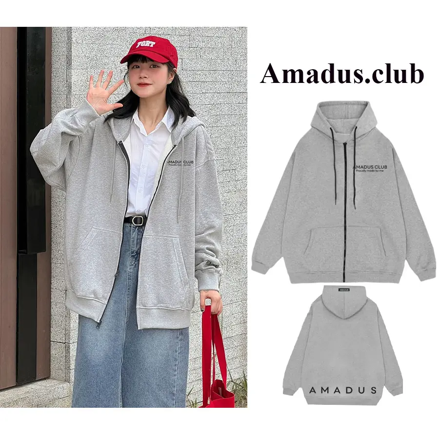 Áo HOODIE ZIP Amadus Nỉ Bông - Nỉ 2 da Nam Nữ Kéo Khóa AD01
