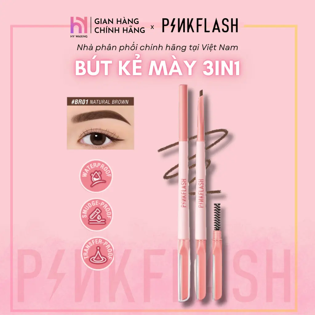 Chì Kẻ Lông Mày 3in1 PINKFLASH Tích Hợp Dao Tỉa Và Cọ Chải Lông Mày Dễ Kẻ Lâu Trôi Tiện Dụng
