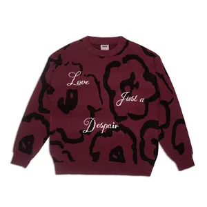 Roofair Knitwear - Despair Bloom Maroon, Sweater Panjang Pria Unisex Crewneck Baju