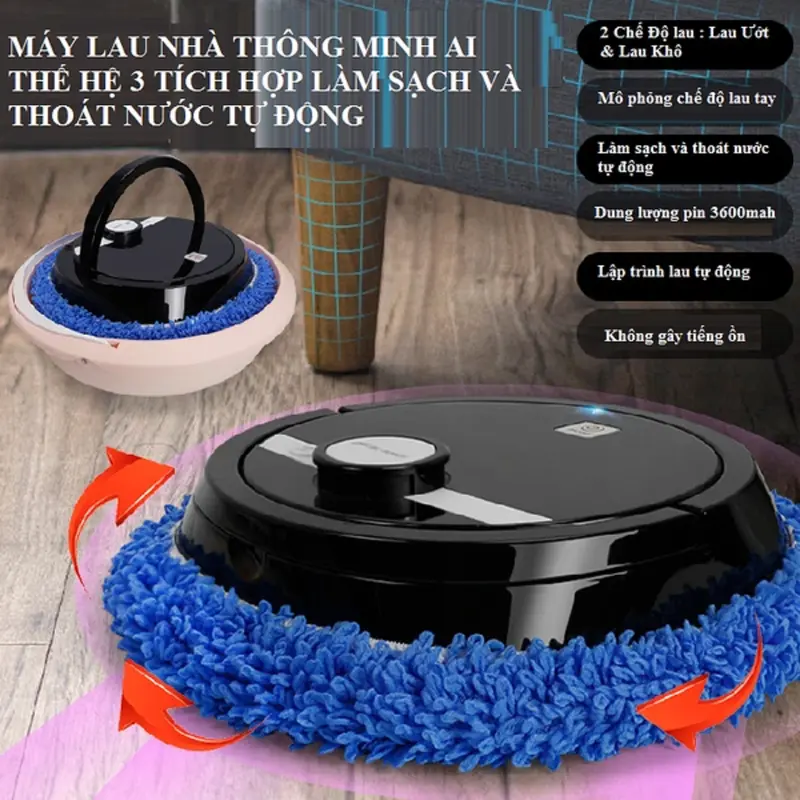 Robot lau nhà tự giặt với hai chế độ lau khô và ướt tích hợp chậu tự động MODEL 027 3