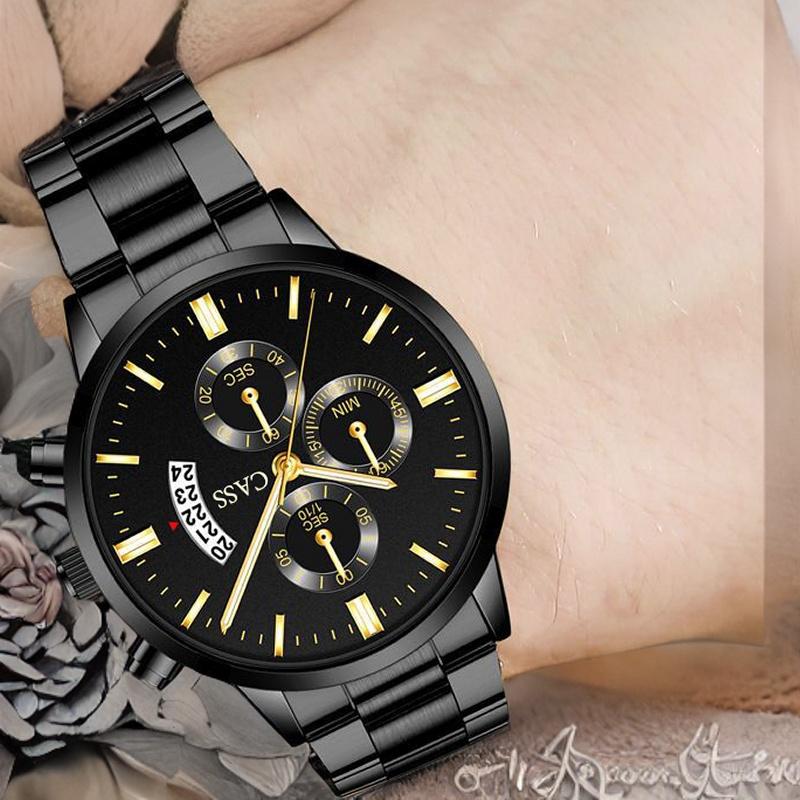 Product Introduction of CASS JAM TANGAN PRIA TERBARU 2023 BAND BAJA KALENDER LEDAKAN BAND KUARSA WATCH MEN'S BUSINESS MEN'S WATCH THREE DIAL DIAL WATCH WATCH 12