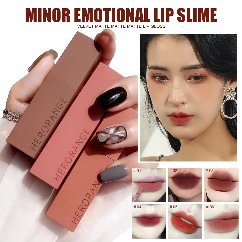 Son Môi Dạng Lỏng Sắc Tố Cao, HERORANGE, Son Kem Lì Nhung, Bùn Môi & Má, Đất Sét Môi Sử Dụng Kép, Không Thấm Nước, Lâu Trôi, Không Khô, Không Phai, Mỹ Phẩm Môi