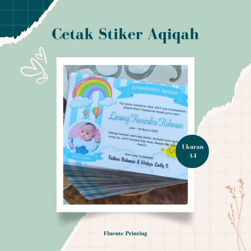 stiker aqiqah bayi dan stiker tasyakuran kelahiran 8,8 cm x 5,5 cm bebas foto 0
