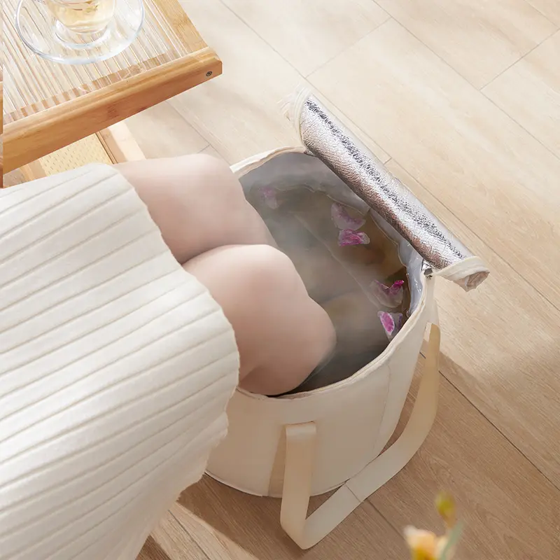 Túi Vải ECOCO Ngâm Chân Giữ Nhiệt, Xô Vải Ngâm Chân Giữ Nhiệt Gấp Gọn Tặng Kèm Túi Thảo Dược 5