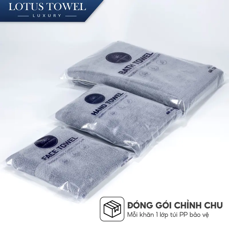 Bộ 3 Khăn ( Khăn Tắm, khăn Gội, Lau mặt) lotustowel Làm Từ Sợi Cotton Cao Cấp, Mềm Mịm, Thấm Hút, Không Ra Màu Dùng cho Nhà Tắm, Spa, Khách sạn, Resort 5