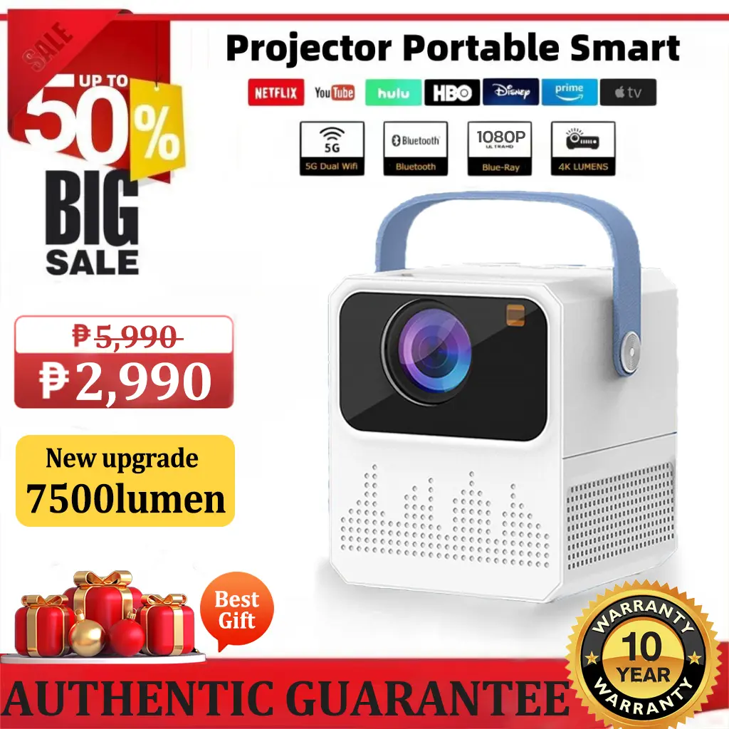 【Upgraded Version】AUN movie Projector 7500 lumens full hd 1080P mini projector for phone With Bluetooth smart projector for android with speaker Beamer Player home theater Birthday gift for girlfriend portable projector for phone