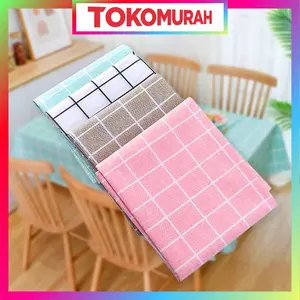 R407 Taplak Meja Anti Air Motif Kotak-Kotak Bahan PEVA