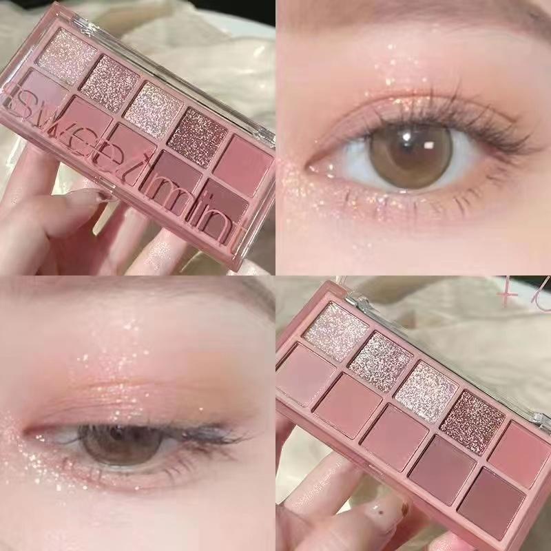 Bảng Phấn Mắt Màu Hồng Lâu Trôi Mịn Màng Dễ Thoa Hiệu Ứng Chì Ngọc Trai 10 Màu Không Thấm Nước phan mat lemonade bảng mat romand bảng mắt qianyan bạc bảng mắt phấn mắt 35u bảng khối julydool bảng mắt mario bảng mắt cheeyep 07