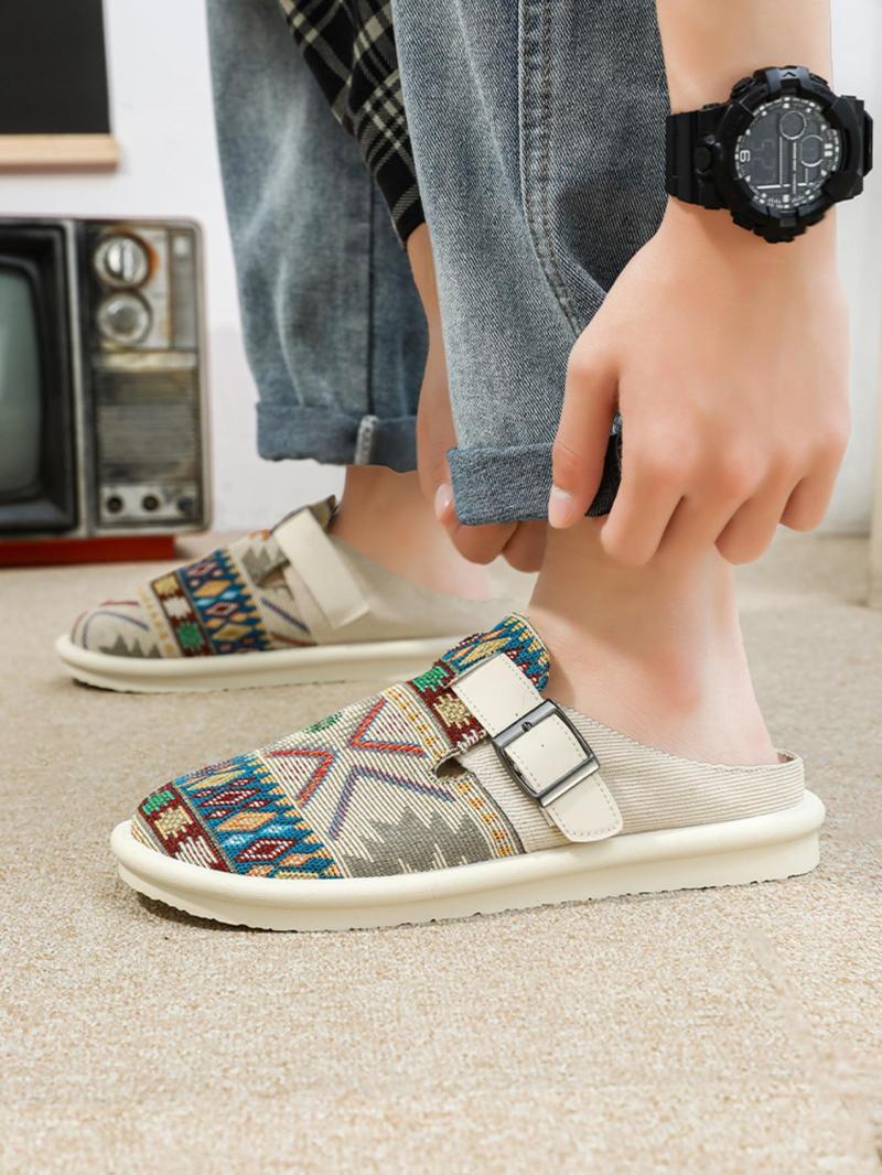 Product Introduction of Men's Fashionable Ethnic Pattern Slides, Casual Comfortable Breathable Lightweight Slides, Fashionable Slides for Daily Wear, Slippers, Boy 9