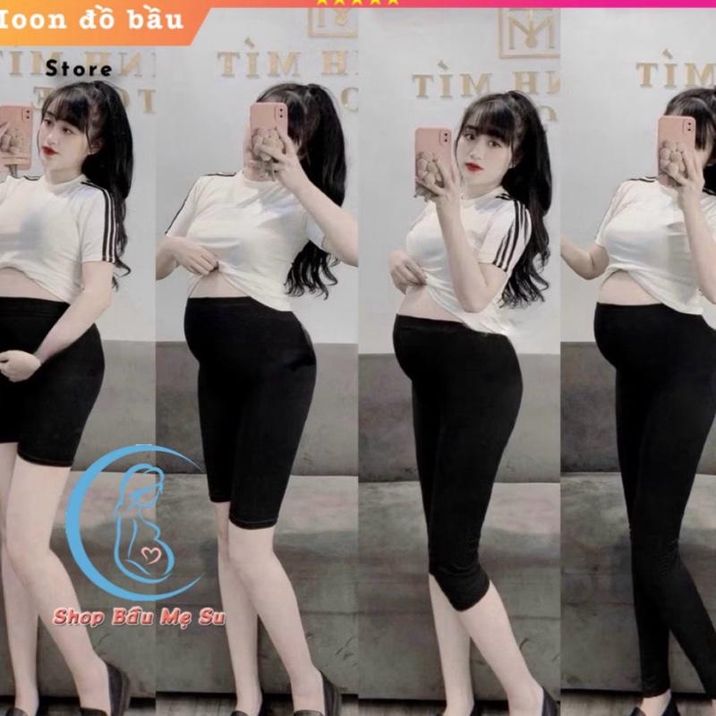 Quần Bầu Hè , Quần Legging Bầu , Chất Thun zip Mềm đẹp thoải mái thoáng mát