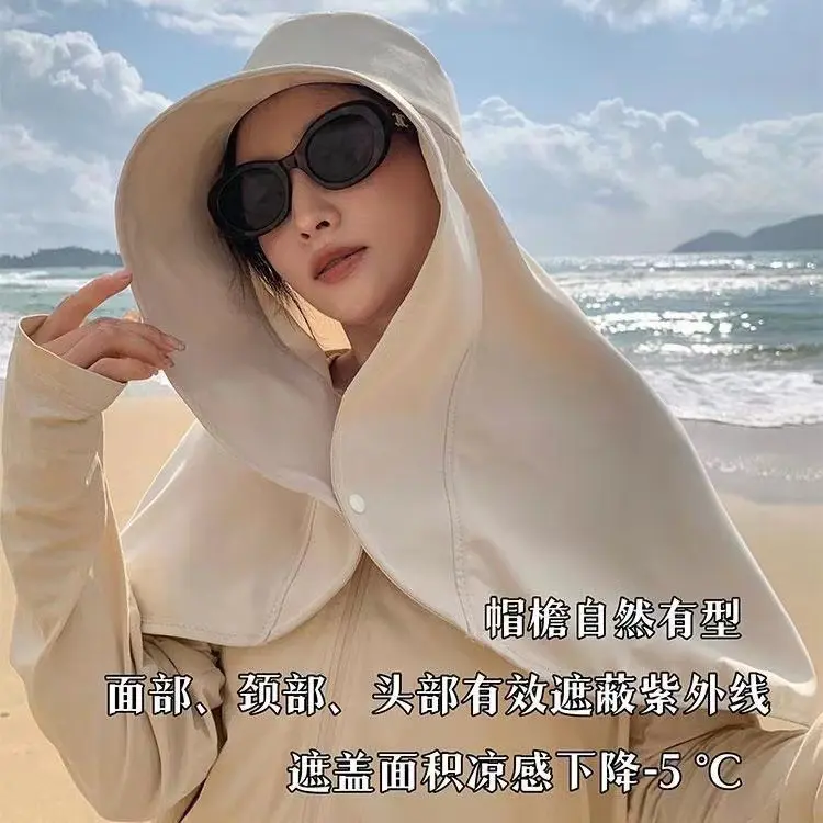 Mũ Chống Nắng, Tích Hợp Băng Đô Và Khăn Quàng Cổ, Bảo Vệ Cổ, Chống Tia UV, Thích Hợp Cho Phụ Nữ, Chức Năng Bảo Vệ Cổ, Thích Hợp Cho Mũ Chống Nắng Nón Hat