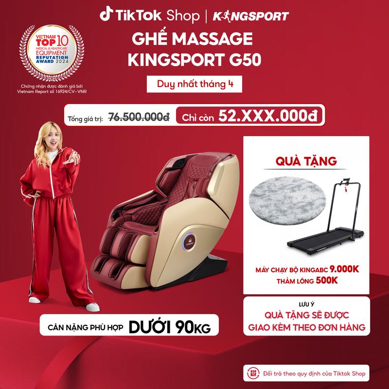 [Miễn phí lắp đặt] Ghế massage KINGSPORT G50 cao cấp con lăn 3D với 18 bài tập, chế độ quét cơ thể thông minh, đo chân tự động