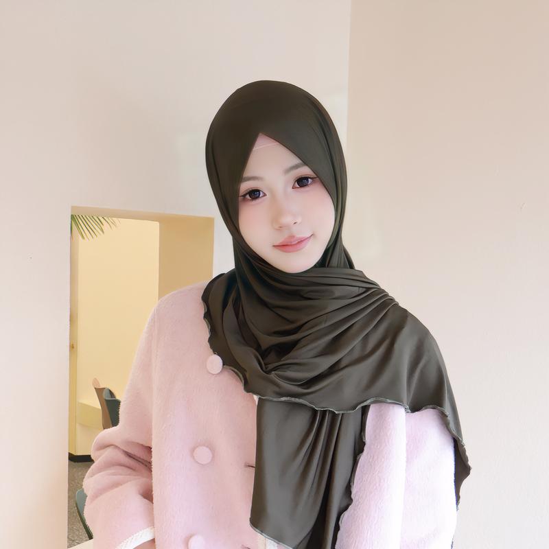 Product Introduction of Solid Color Milk Silk with Wooden Ear Scarf Monochrome Cotton Scarf Headcloth Shawl Scarf Elastic Knitted Scarf for Women selendang  bahu sulam  shawl sahara  shawl selendang 12
