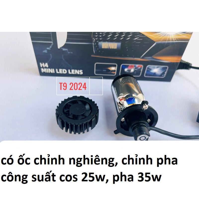 [Tặng Hậu Led] Đèn Pha Led Bi Cầu T9 Pro H4 Bản 2024 Cho Ô Tô Xe Máy ( Dùng Điện Ắc Quy giá 1 đèn )