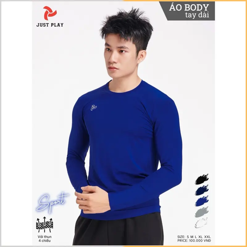 Áo giữ nhiệt nam, áo lót thể thao tay dài Vải thun lạnh 4 chiều cao cấp 2