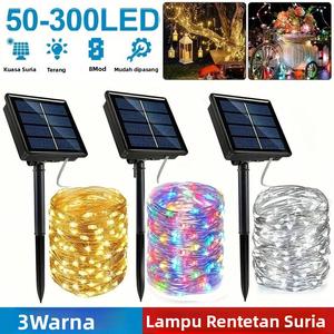 1pc 7m 50led/12m 100led/22m 200led/32m 300led Solar String Lights For Outside,  Outdoor Solar Fairy Lights For Outside Waterproof With 8 Modes,Home Lighting Twinkle Light For Patio Tree Christmas Party Wedding Decor(White Warm White Multicolor)