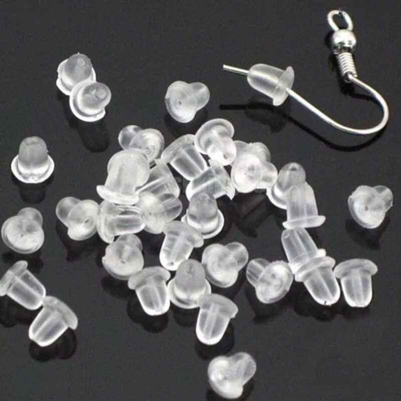 Chốt nhựa bông tai đính nút cao su silicon 4mm nút bịt khuyên tai 4