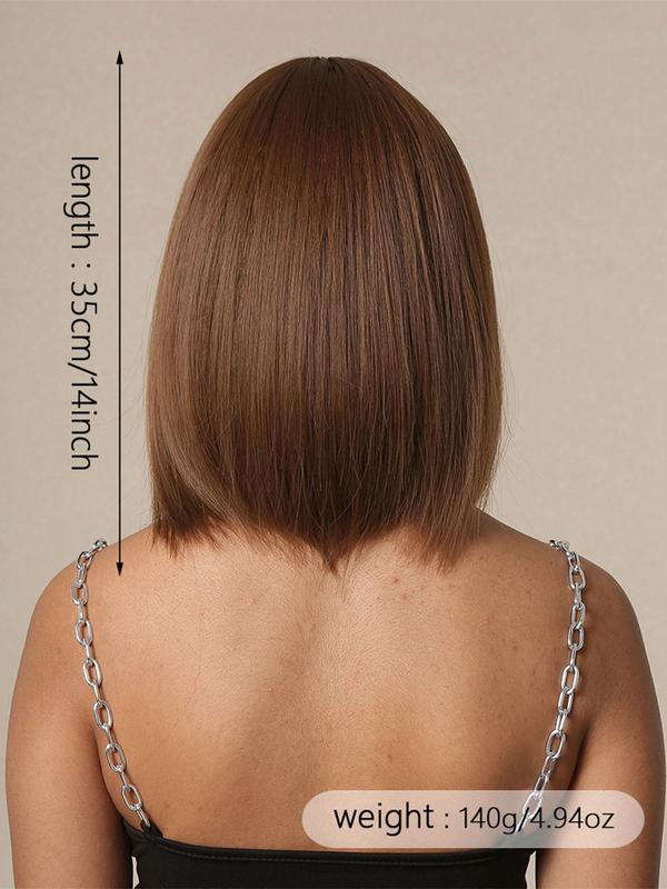 14 Inch Short Straight Wigs, Gorgeous Natural Fluffy Wigs with Bangs, Synthetic Hair Wigs for Daily & Cosplay & Costume Party Cute Hairstyles Uk Girls Wigs 7