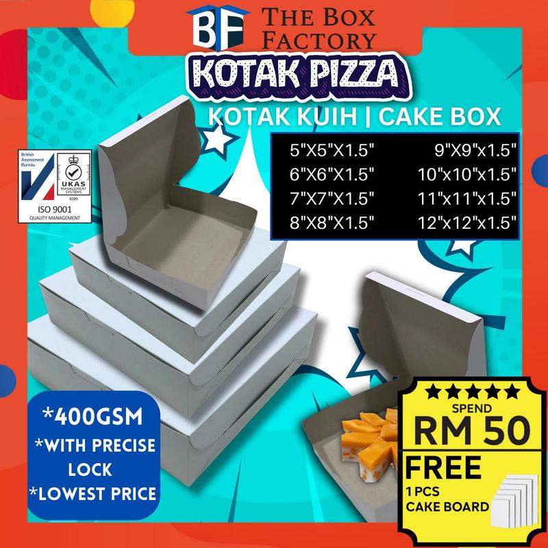 【1.5 Height】Pizza Box / Talam Box 400gsm Pizza Box / Kotak Kuih ...
