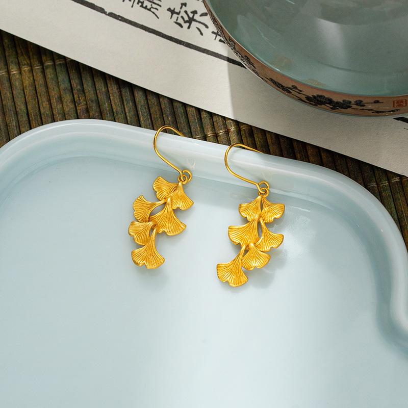 Product Introduction of Fashion Gold Ginkgo Leaf Earrings - Minimalist Luxury Christmas Gift for Her 6