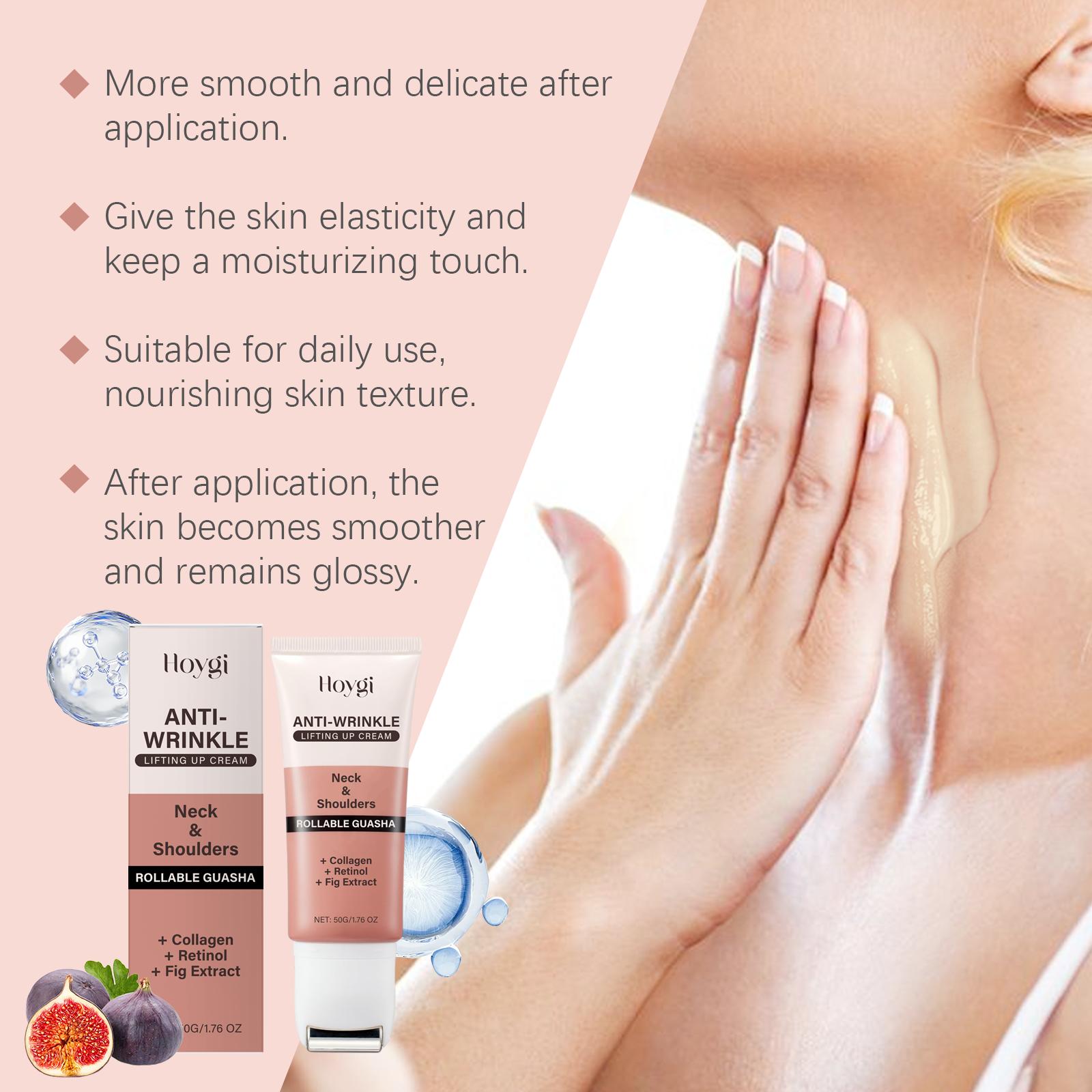 Hoygi Krim Leher Retinol Anti-Wrinkle Lifting Up Cream 50G Melembapkan Menghidrasi Mengurangi Garis Halus Pencerah dengan Kolagen Retinol dan Ekstrak Buah Ara Mengencangkan Aging Arbutin Mencerahkan Kerutan