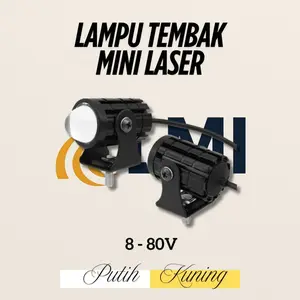 Lampu Tembak Mini Laser LED Putih Kuning Dua Warna 8V–80V Motor Mobil Sorot Kecil IP67 Waterproof 12W High Low Beam Foglamp DC Bracket Kuat Aluminium Cahaya Fokus Tajam Anti Air