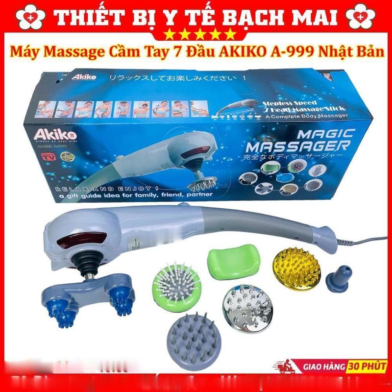 Máy Massage Cầm Tay 7 Đầu AKIKO A-999 Nhật Bản - Máy Đấm Lưng Toàn Thân Có Tia Hồng Ngoại