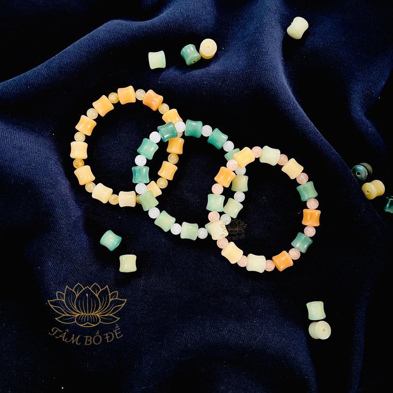 Vòng đeo tay bằng hạt bồ đề " bảo trúc bạch ngọc" hình đốt trúc mang lại bình an may mắn quà tặng trong live - TÂM BỒ ĐỀ