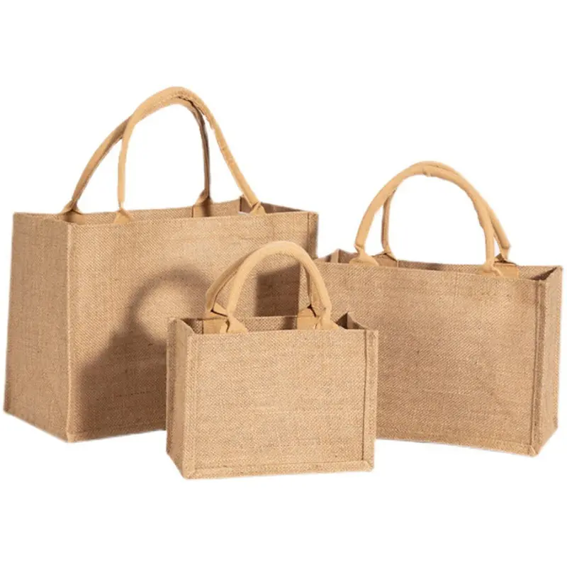Túi Tote Vải Lanh Cổ Điển Cho Nữ, Ví Mua Sắm, Túi Xách Đi Biển Mùa Hè, Túi Tự Làm Retro, Tay Cầm Đầu Sinh Thái Di Động, Nhiều Kích Cỡ, Túi Mua Sắm 3