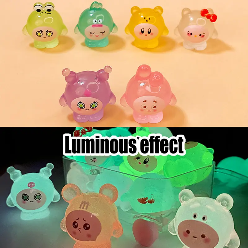 1Pc Mini Luminous Cartoon Micro Ornaments Miniature Animal Potted Decoration Home Micro Landscape Accessories