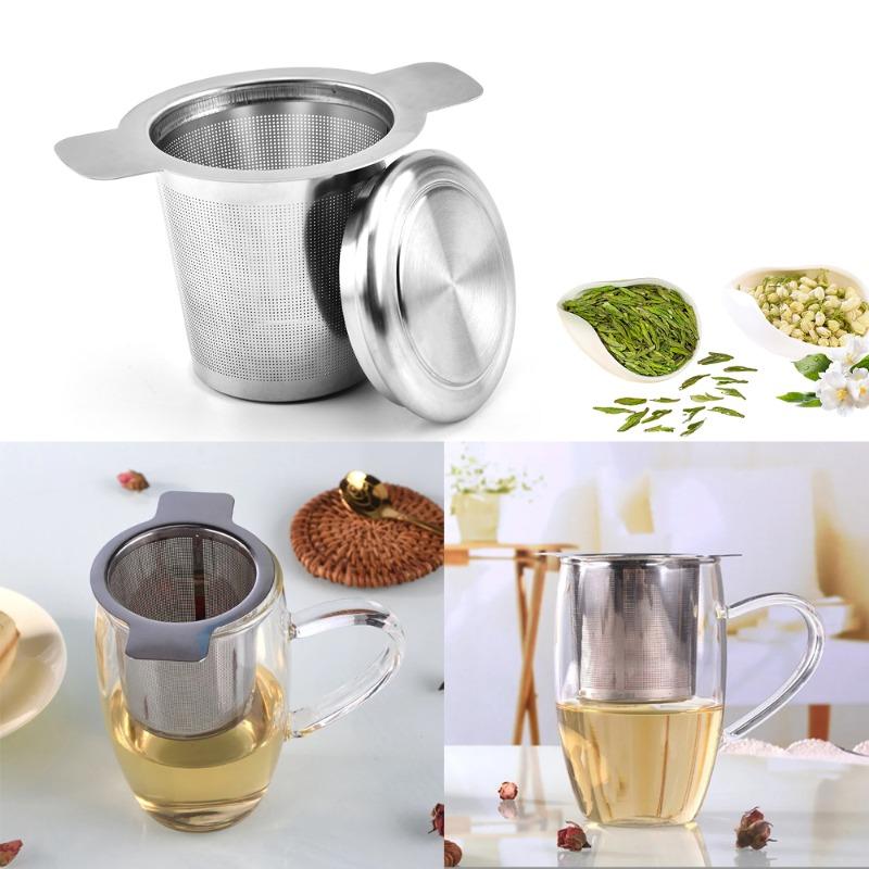With Cover Tea Infuser Stainless Steel Coffee Tea Strainer Grid ...