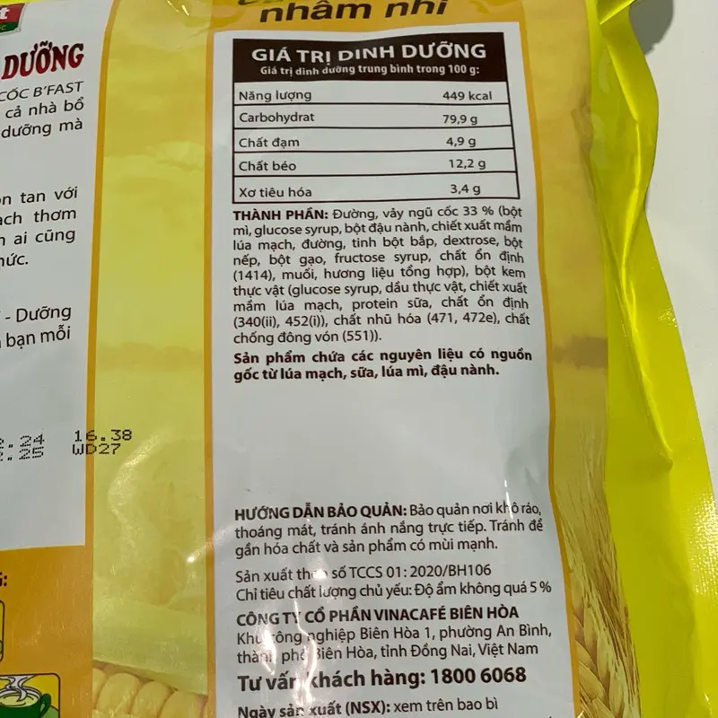 Combo 3 bịt Ngũ Cốc Dinh Dưỡng B’fast( 20 gói x 25gram) Hạt Ngũ Cốc Thức Ăn Granola Food 5