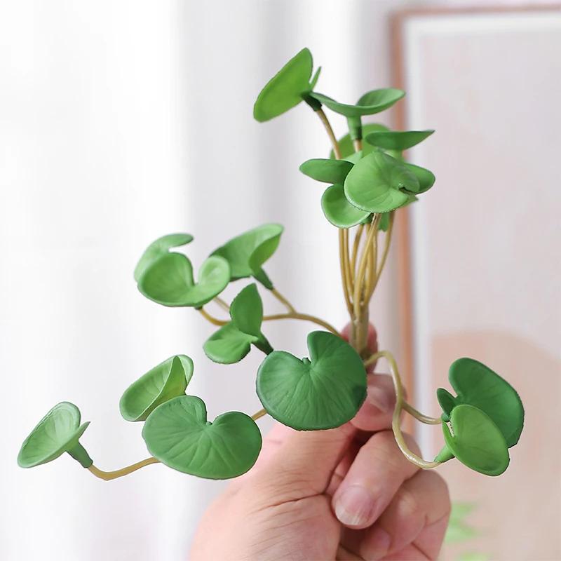 Product Introduction of Artificial Plant Mini Bouquet Copper Coin Grass Soft Glue Fake Green Plants Wall Hanging For Home Office Garden Decoration Decorative Fruit Ornaments Light 12
