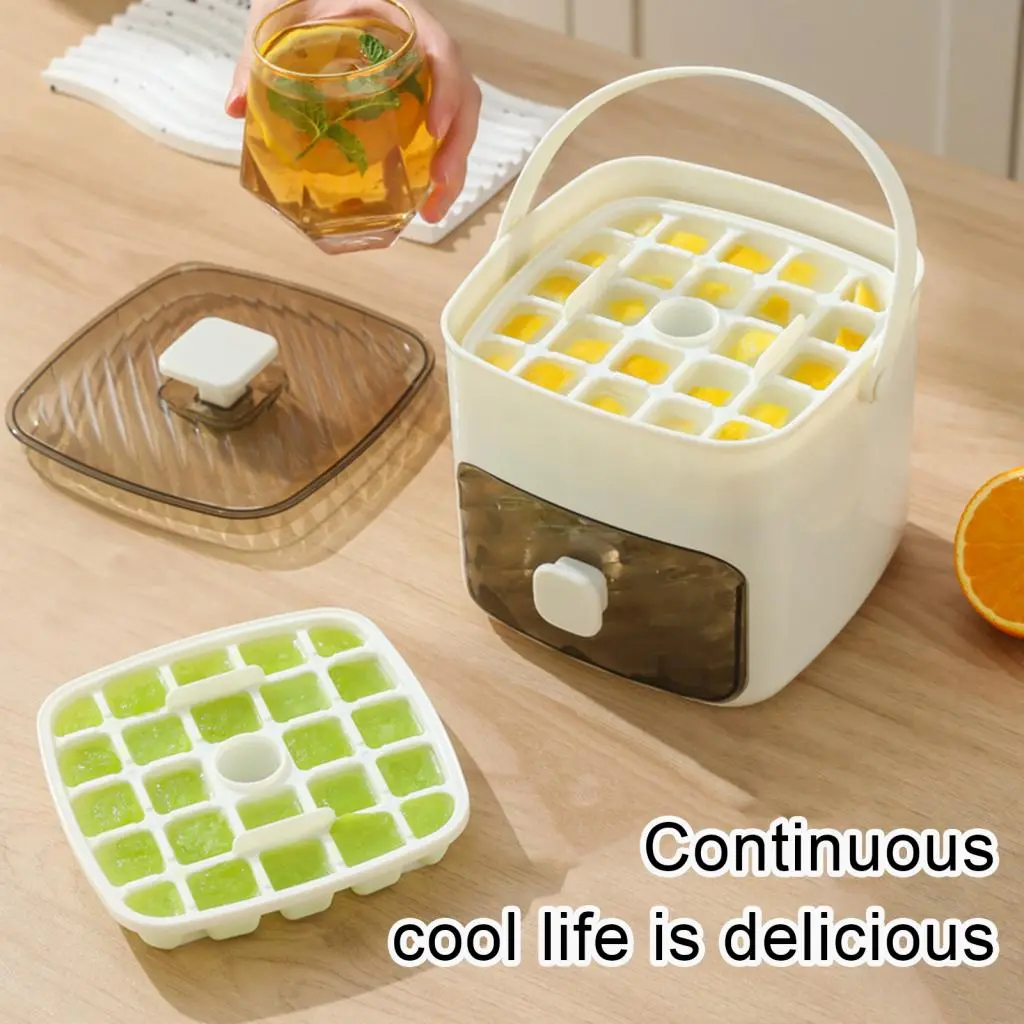 Elecoms Ice Cube Tray for Freezer Food Grade Ice Maker Premium Sphere Ice Mold with Lid and Bin Easy Release Circle Ice Cube Maker for Whiskey Cocktails in Asia