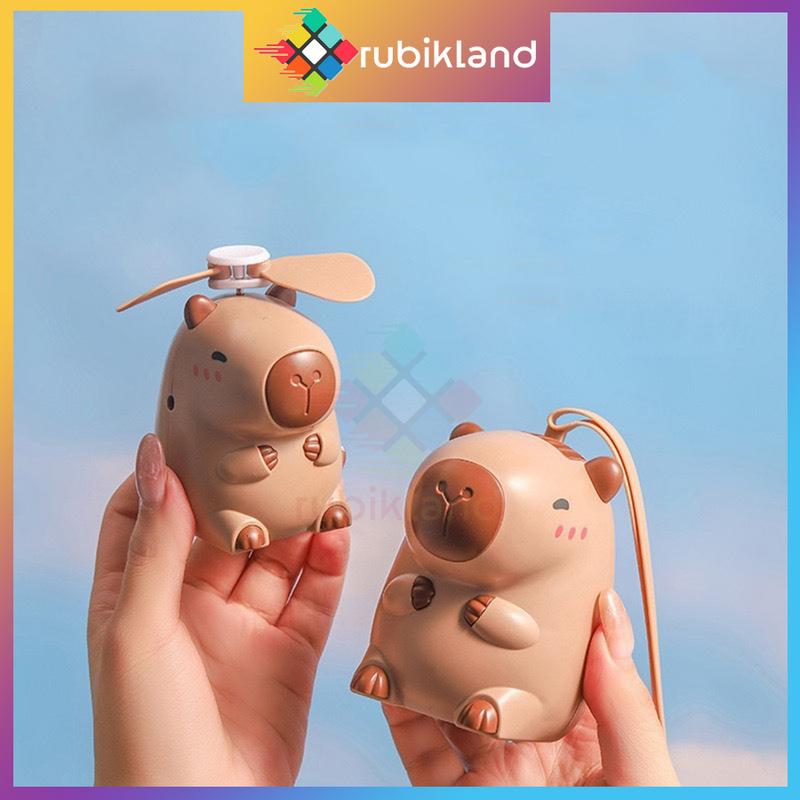Quạt Cầm Tay Capybara Quạt Đeo Cổ Hoạt Hình Chuột Lang Nước Sạc Điện Kèm Dây Đeo Nhỏ Gọn Cho Học Sinh Đồ Chơi Trẻ Em