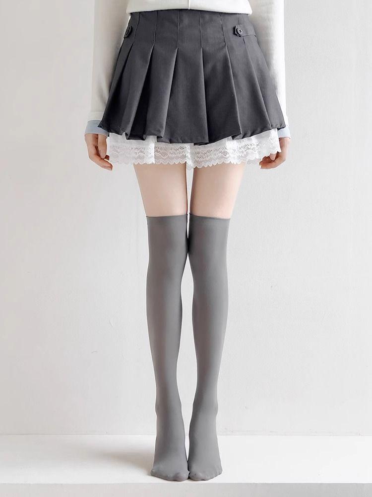 Product Introduction of Brazil Jersey [3475 People Collected] Gray Calf Socks for Women Summer Thin Japanese JK Socks Velvet Stockings Long Tube Half Socks Summer Over-the-Knee Socks 20