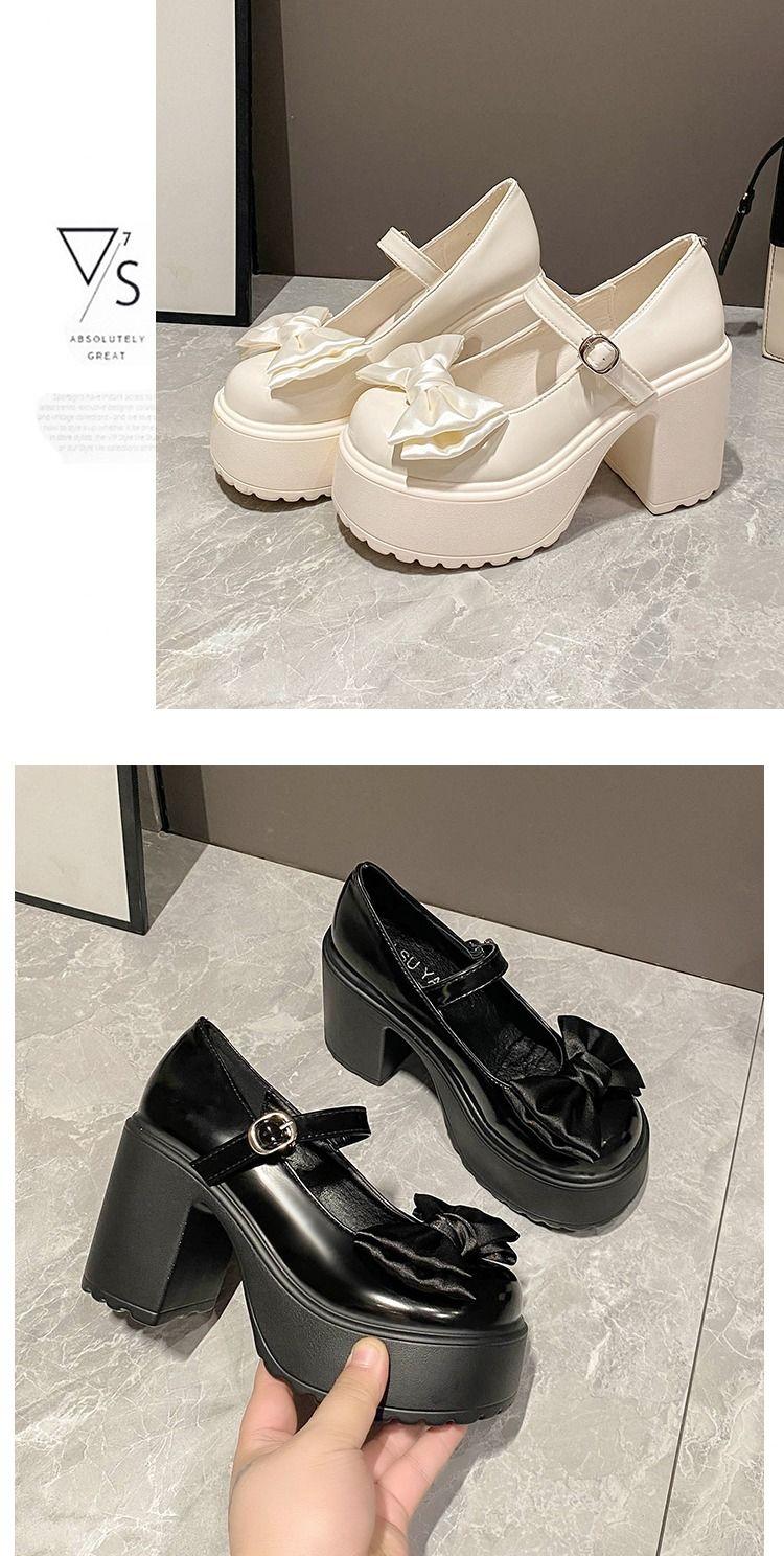 Product Introduction of Giày Mary Jane, Dành Cho Nữ, Thời Trang Mới Mùa Lò Xo Và Mùa Thu, Nơ Cao Gót, Đế Dày, Gót Chunky, Thích Hợp Cho Váy Một Bộ Phù Hợp, Dễ Phối Đồ, Giày Da Nhỏ Shoes 15