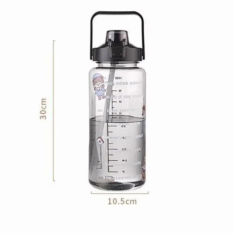 2L Bình Nước Có Ống Hút Cốc Nước Nhựa Dung Tích Lớn Bình Nước Cầm Tay Động Có Điểm Đánh Dấu Thời Gian Cho Thể Dục Thể Thao Ngoài Trời