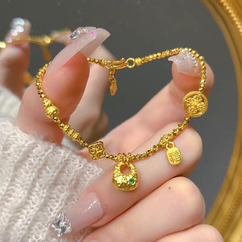 Explosive flash broken gold gold lump woven coiled bracelet female ...