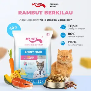 [NEW] Mr. Vet - Makanan kucing kering 50g Mr. Vet E1 untuk perawatan kulit dan bulu, versi terbaru dengan X3 Omega Complex