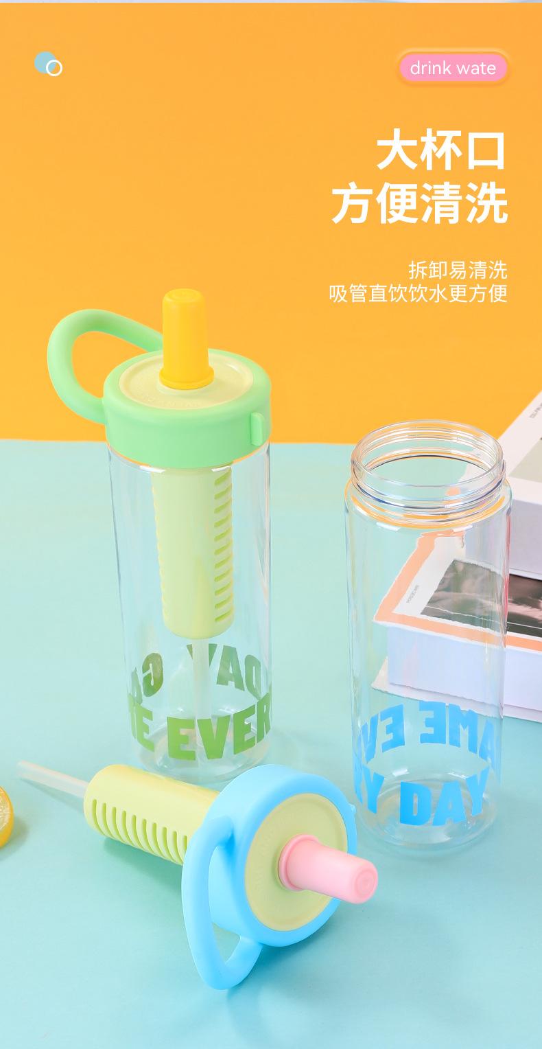 Product Introduction of 2025 New Handheld Plastic Water Bottle with Tea Compartment Outdoor Sports Straw Cup Summer Student High-Value Fruit Tea Cup 4