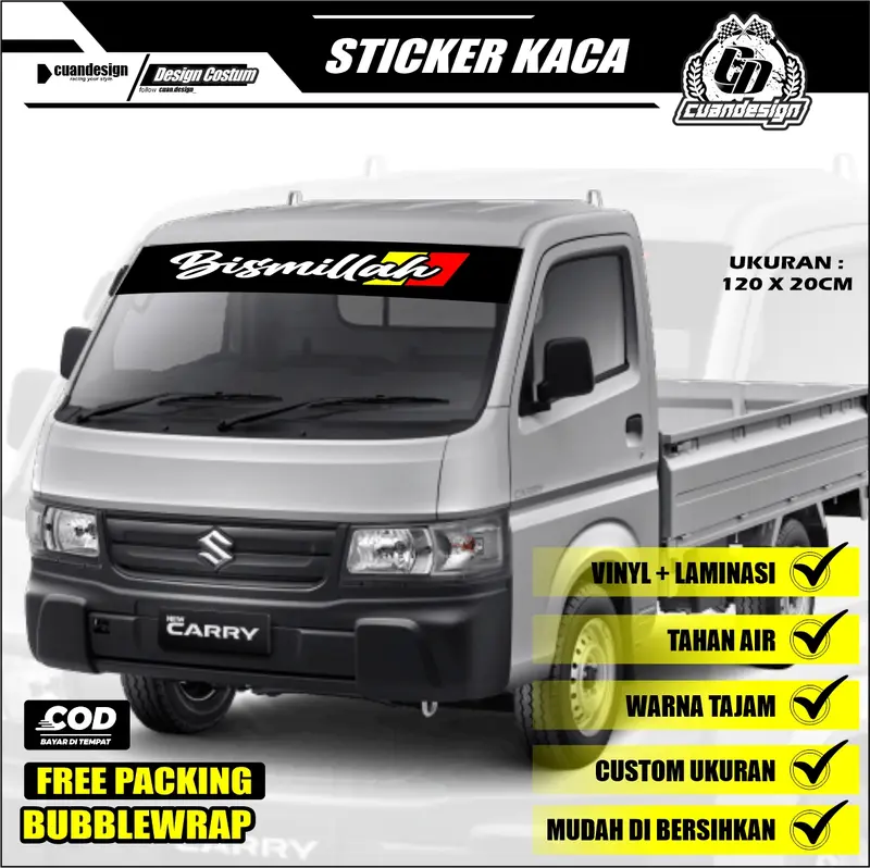 STIKER MOBIL PICK UP STIKER BISMILLAH STIKER KACA DEPAN MOBIL AWET TAHAN AIR BEST QUALITY 1