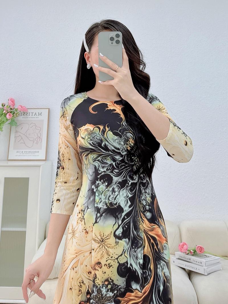 Product Introduction of Áo dài nữ thiết kế lụa nhật in 6D - MÃ N38 Women Dress 15